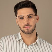 Load image into Gallery viewer, Gold Round Full Rim Unisex Eyeglasses by Lenskart Air Computer Glasses-148671