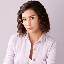 Load image into Gallery viewer, Gold Round Full Rim Unisex Eyeglasses by Lenskart Air Computer Glasses-148671