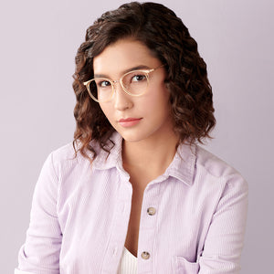 Gold Round Full Rim Unisex Eyeglasses by Lenskart Air Computer Glasses-148671