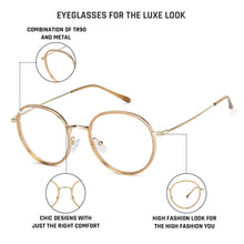 Load image into Gallery viewer, Gold Round Full Rim Unisex Eyeglasses by Lenskart Air Online-136024