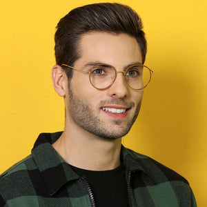 Gold Round Full Rim Unisex Eyeglasses by Lenskart Air Online-136024