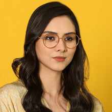 Load image into Gallery viewer, Gold Round Full Rim Unisex Eyeglasses by Lenskart Air Online-136024