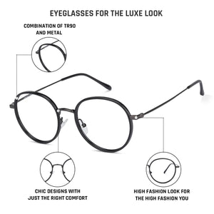 Black Round Full Rim Unisex Eyeglasses by Lenskart Air Online-136025