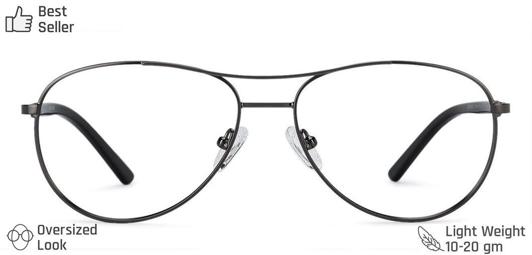 Gunmetal Aviator Full Rim Medium Unisex Eyeglasses by Vincent Chase-136164