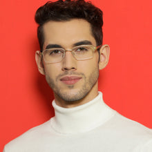 Load image into Gallery viewer, Gold Rectangle Half Rim Unisex Eyeglasses by Lenskart Air LA-136795