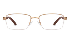 Gold Rectangle Half Rim Unisex Eyeglasses by Lenskart Air LA-136795
