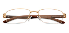 Load image into Gallery viewer, Gold Rectangle Half Rim Unisex Eyeglasses by Lenskart Air LA-136795