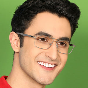 Gunmetal Rectangle Full Rim Unisex Eyeglasses by Vincent Chase Online-136811