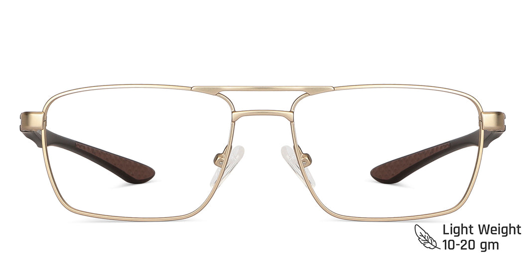 Gold Rectangle Full Rim Medium Unisex Eyeglasses by Vincent Chase-145709