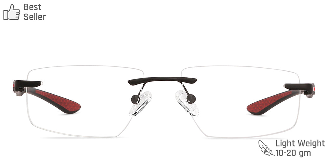 Black Rectangle Rimless Unisex Eyeglasses by Lenskart Air Computer Glasses-147968