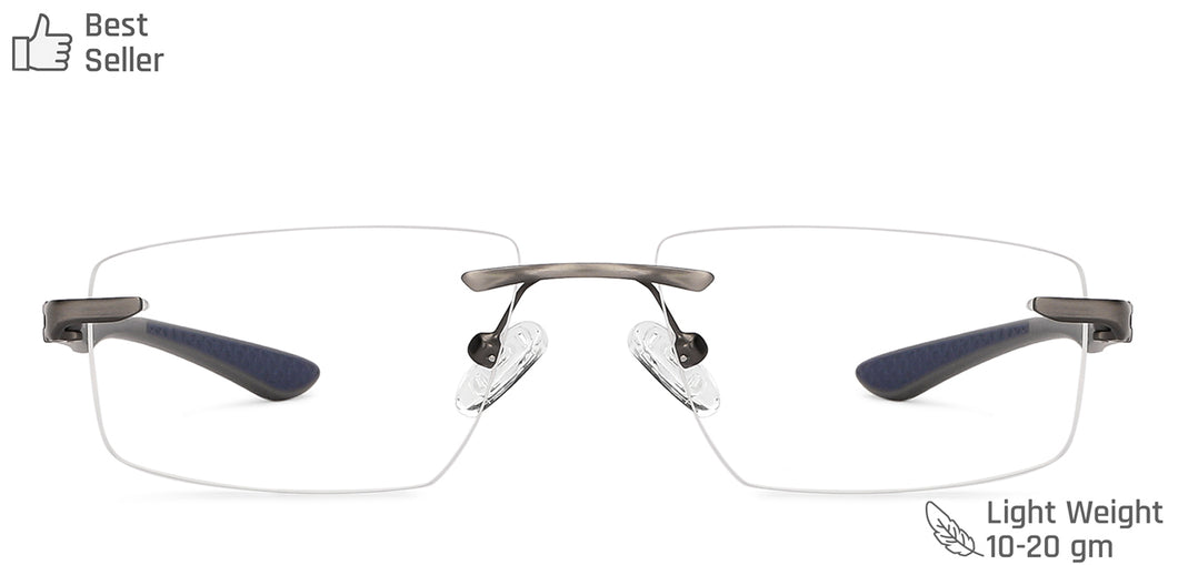 Grey Rectangle Rimless Unisex Eyeglasses by Lenskart Air Computer Glasses-147967