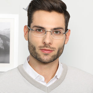 Grey Rectangle Rimless Unisex Eyeglasses by Lenskart Air Computer Glasses-147967