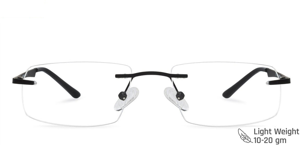 Grey Rectangle Rimless Narrow Unisex Eyeglasses by Vincent Chase-136824