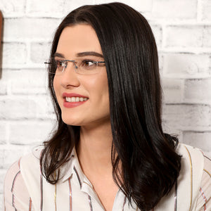 Gunmetal Rectangle Rimless Narrow Unisex Eyeglasses by Vincent Chase-136825