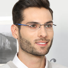 Load image into Gallery viewer, Gunmetal Rectangle Rimless Narrow Unisex Eyeglasses by Vincent Chase-136825