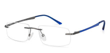 Load image into Gallery viewer, Gunmetal Rectangle Rimless Narrow Unisex Eyeglasses by Vincent Chase-136825