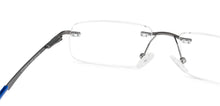 Load image into Gallery viewer, Gunmetal Rectangle Rimless Narrow Unisex Eyeglasses by Vincent Chase-136825