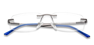 Gunmetal Rectangle Rimless Narrow Unisex Eyeglasses by Vincent Chase-136825
