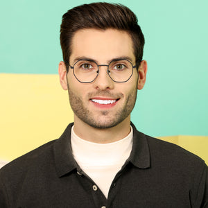 Gunmetal Hexagonal Full Rim Narrow Unisex Eyeglasses by Vincent Chase-136853