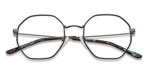 Gunmetal Hexagonal Full Rim Narrow Unisex Eyeglasses by Vincent Chase-136853