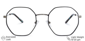 Gunmetal Hexagonal Full Rim Narrow Unisex Eyeglasses by Vincent Chase-136853