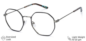 Gunmetal Hexagonal Full Rim Narrow Unisex Eyeglasses by Vincent Chase-136853