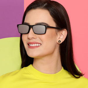 Silver Rectangle Full Rim Unisex Eyeglasses by Lenskart Air Online-137767