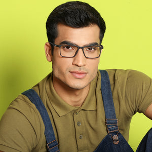 Grey Rectangle Full Rim Unisex Eyeglasses by Vincent Chase Online-137881