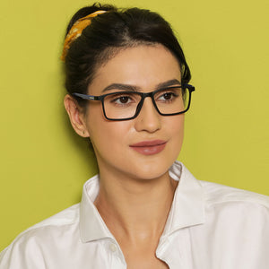 Black Rectangle Full Rim Unisex Eyeglasses by Vincent Chase Essentials-137883