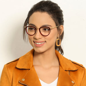 Red Round Full Rim Unisex Eyeglasses by Vincent Chase-203695