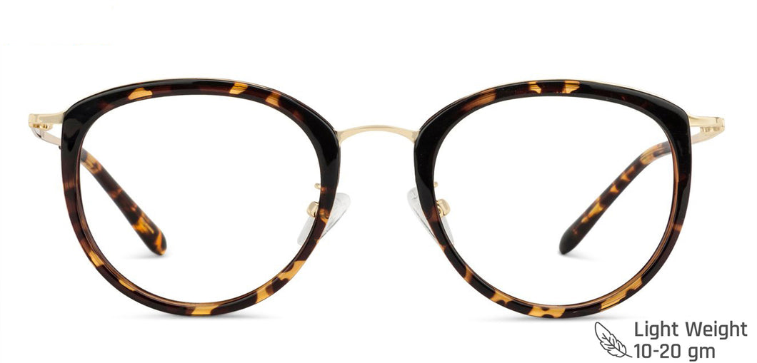 Tortoise Round Full Rim Unisex Eyeglasses by Vincent Chase Computer Glasses-143646