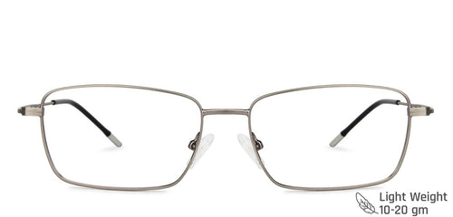 Gunmetal Rectangle Full Rim Wide Unisex Eyeglasses by Vincent Chase Online-137984