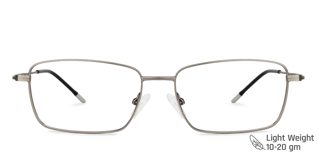 Gunmetal Rectangle Full Rim Wide Unisex Eyeglasses by Vincent Chase Online-137984