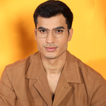 Load image into Gallery viewer, Gold Round Full Rim Unisex Eyeglasses by Vincent Chase Computer Glasses-143649