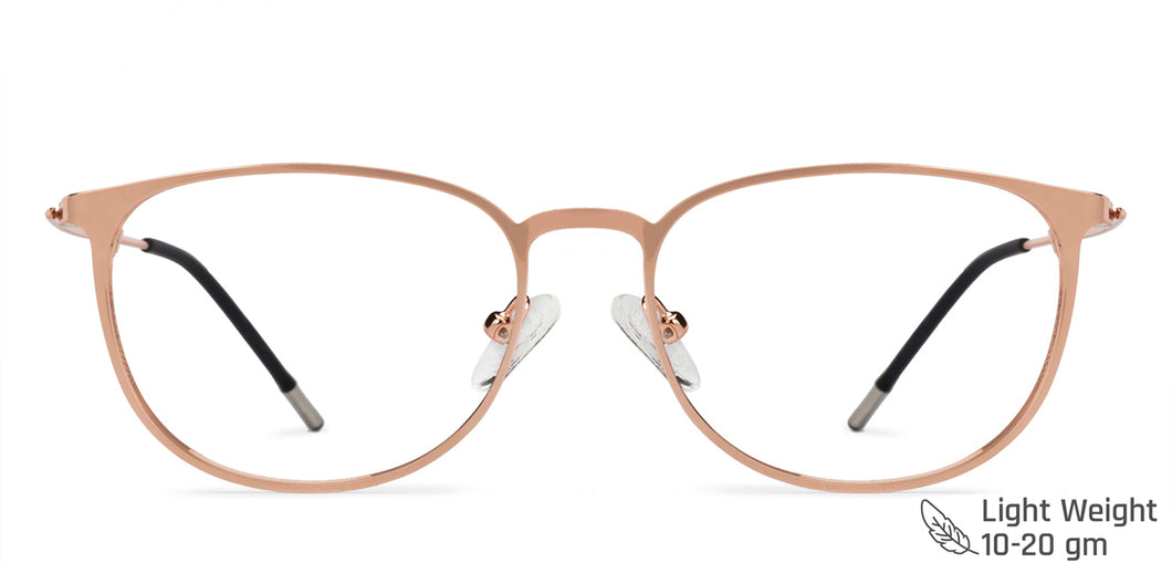 Rose Gold Round Full Rim Extra Narrow Unisex Eyeglasses by Vincent Chase-137991