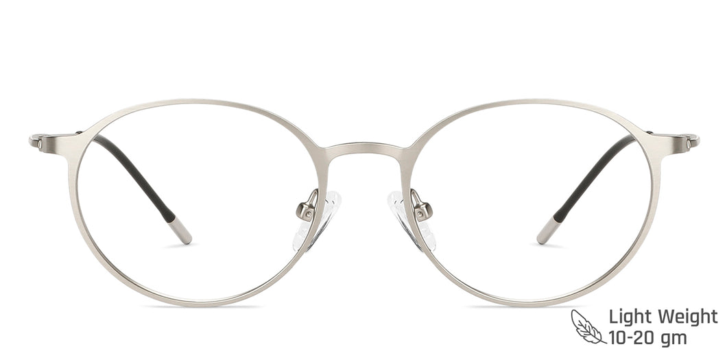 Silver Round Full Rim Extra Narrow Unisex Eyeglasses by Vincent Chase VC-137993