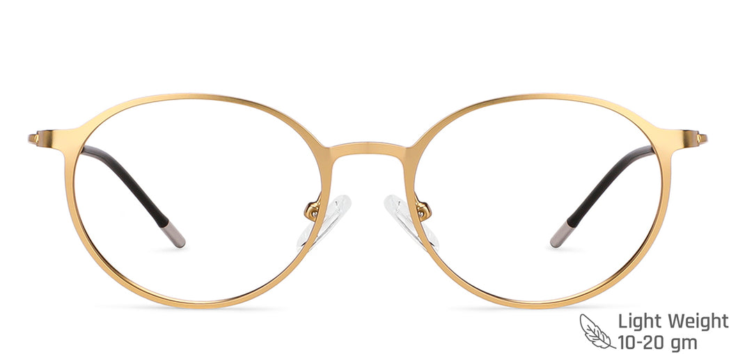 Gold Round Full Rim Unisex Eyeglasses by Vincent Chase Online-203261