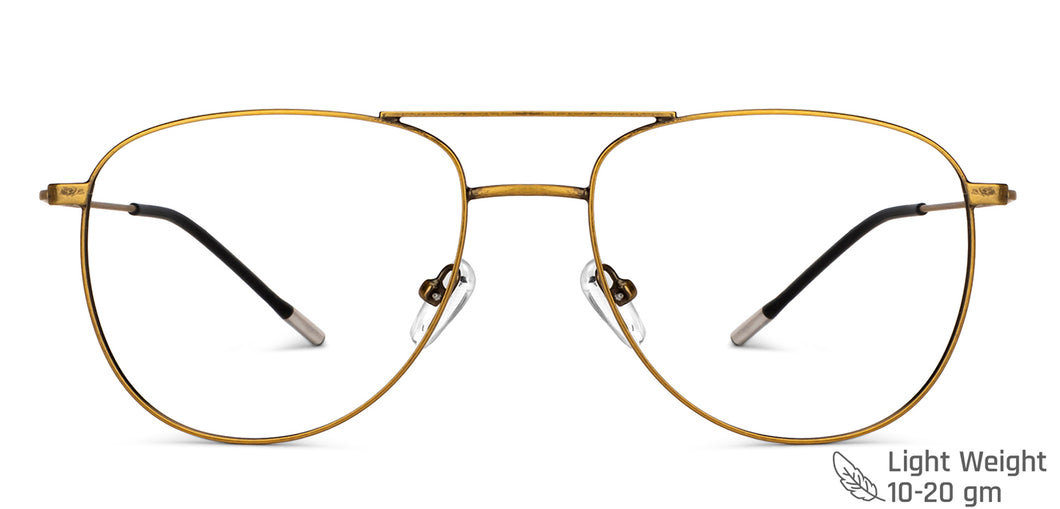 Gold Aviator Full Rim Unisex Eyeglasses by Vincent Chase-201842