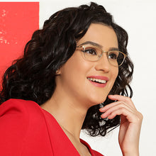 Load image into Gallery viewer, Gold Cat Eye Full Rim Extra Narrow Women Eyeglasses by Vincent Chase-138007