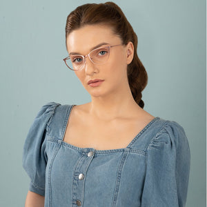 Rose Gold Cat Eye Full Rim Women Eyeglasses by Vincent Chase Computer Glasses-147529