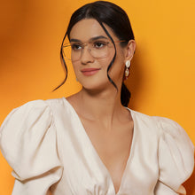Load image into Gallery viewer, Gold Square Full Rim Unisex Eyeglasses by Vincent Chase Computer Glasses-143656