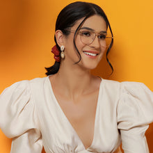 Load image into Gallery viewer, Gold Square Full Rim Unisex Eyeglasses by Vincent Chase Computer Glasses-143656