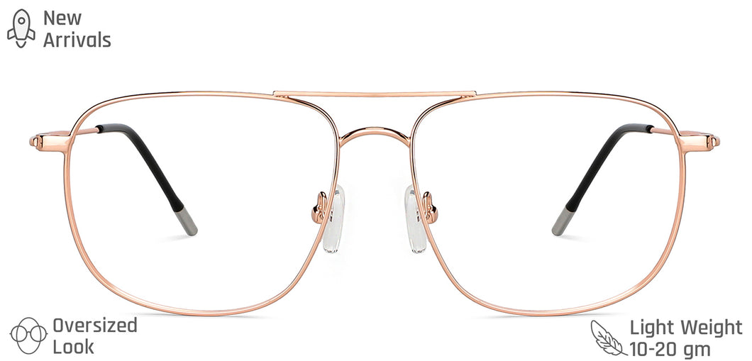Gold Square Full Rim Unisex Eyeglasses by Vincent Chase Computer Glasses-143656