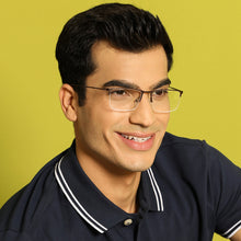 Load image into Gallery viewer, Brown Rectangle Half Rim Medium Unisex Eyeglasses by Vincent Chase Online-138020