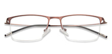 Load image into Gallery viewer, Brown Rectangle Half Rim Medium Unisex Eyeglasses by Vincent Chase Online-138020