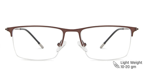 Brown Rectangle Half Rim Medium Unisex Eyeglasses by Vincent Chase Online-138020
