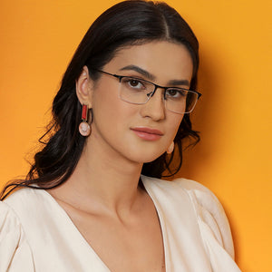 Black Rectangle Half Rim Unisex Eyeglasses by Vincent Chase Computer Glasses-144489