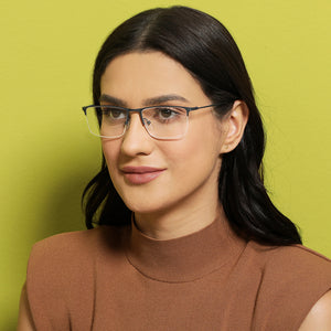 Black Rectangle Half Rim Unisex Eyeglasses by Vincent Chase-138022