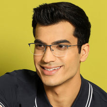 Load image into Gallery viewer, Black Rectangle Half Rim Unisex Eyeglasses by Vincent Chase-138022