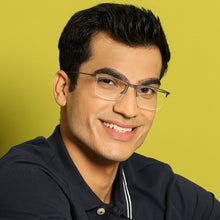Load image into Gallery viewer, Black Rectangle Half Rim Unisex Eyeglasses by Vincent Chase-138022